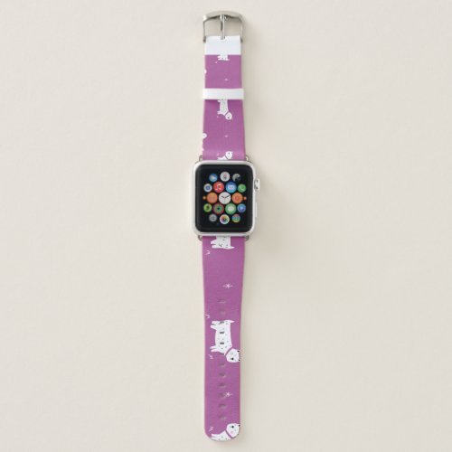 Purple Poodle Monochrome Retro Pattern Apple Watch Band