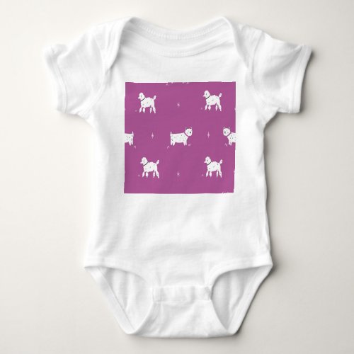 Purple Poodle Monochrome Retro Pattern Baby Bodysuit