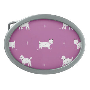 Purple Poodle: Monochrome Retro Pattern Belt Buckle