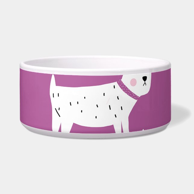 Purple Poodle: Monochrome Retro Pattern Bowl (Front)