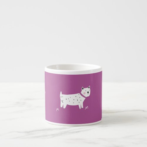 Purple Poodle Monochrome Retro Pattern Espresso Cup
