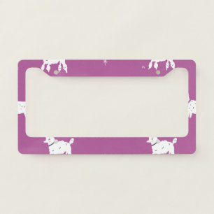 Purple Poodle: Monochrome Retro Pattern License Plate Frame