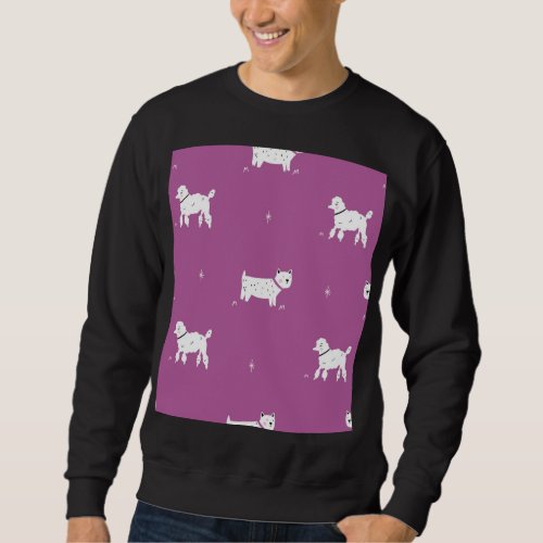 Purple Poodle Monochrome Retro Pattern Sweatshirt