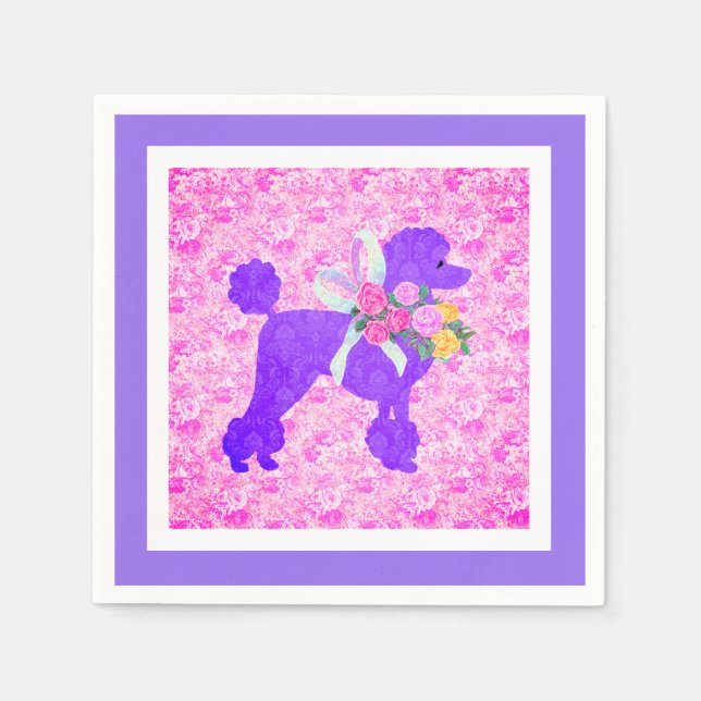 Purple Poodle Party Supplies Napkins (Front)