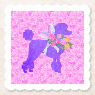 Purple Poodle Party Supplies Paper Coaster