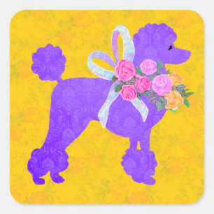 Purple Poodle Party Supplies Square Sticker
