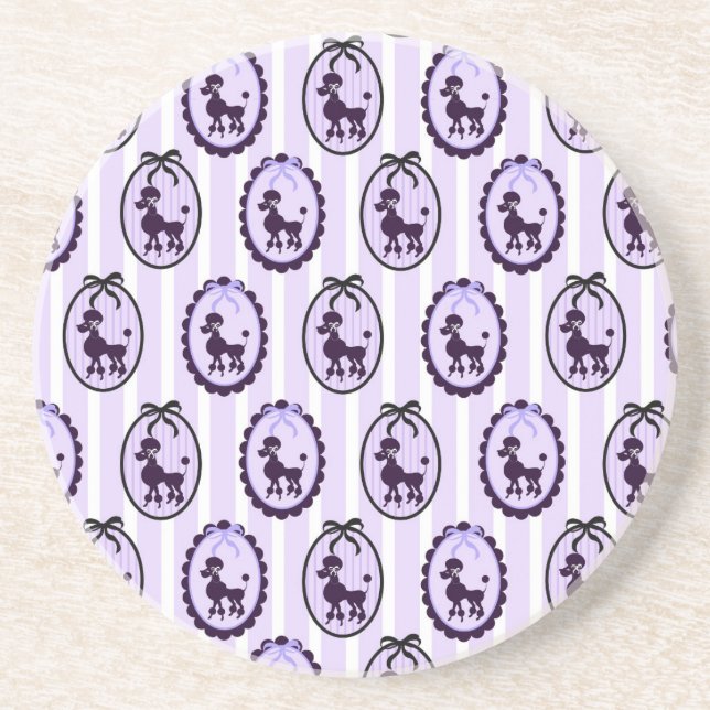 Purple Poodles Drink Coaster (Front)