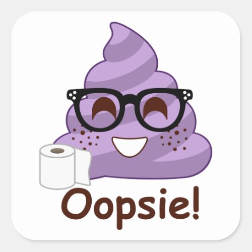 Purple Poop Emoji Oops Square Sticker