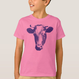 Purple Pop Art Cow Graphic T-Shirt