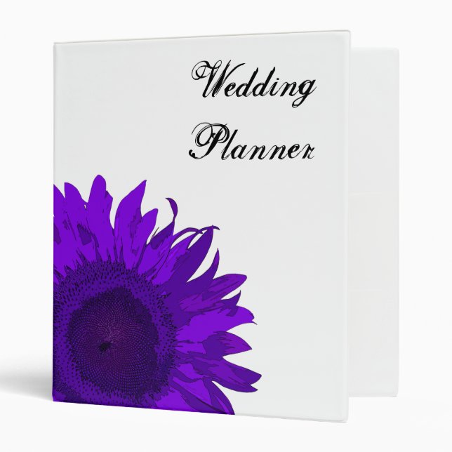 Purple Pop Art Sunflower Wedding Binder (Front/Inside)