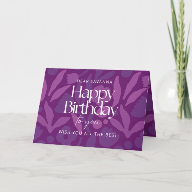 Purple Pop Flowers Happy Birthday to You Card (Front)