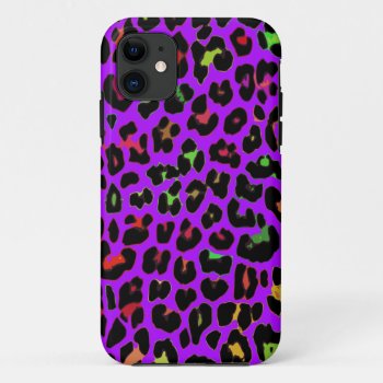 Purple Pop Leopard Print Iphone 11 Case by OrganicSaturation at Zazzle