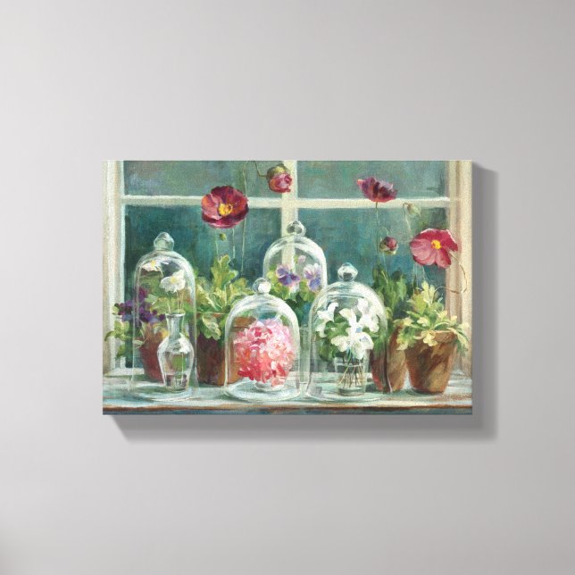 Purple Poppies on a Windowsill Canvas Print (Front)
