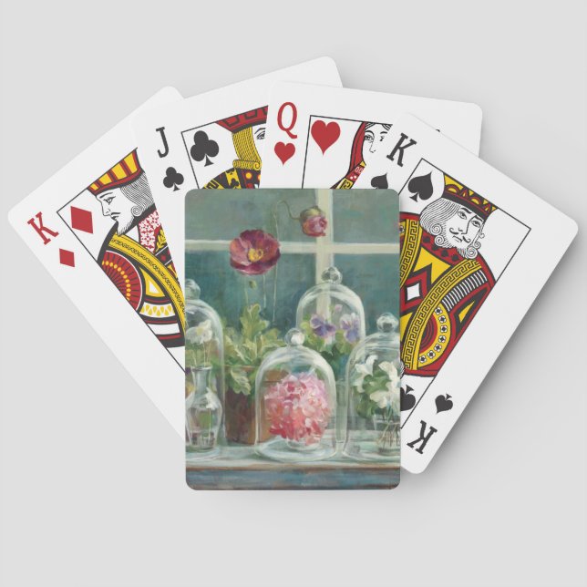 Purple Poppies on a Windowsill Poker Cards (Back)