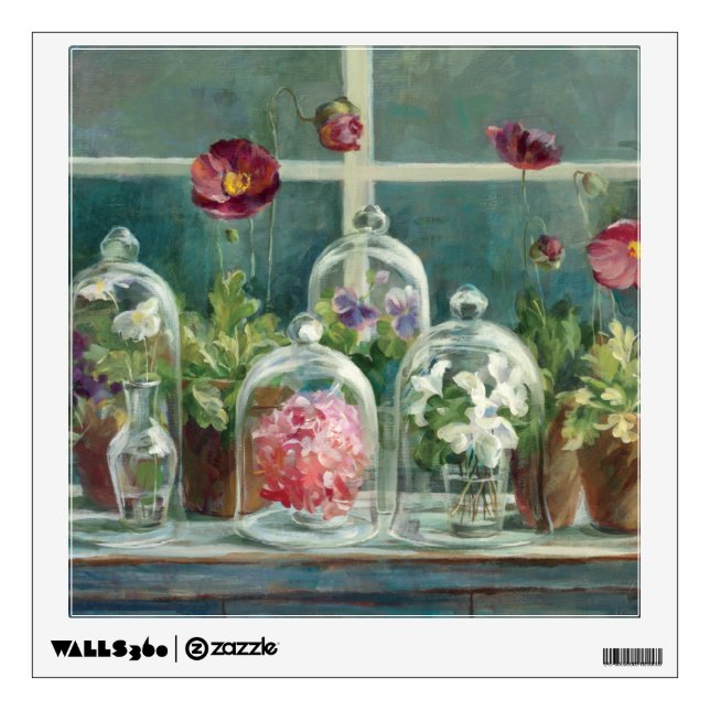 Purple Poppies on a Windowsill Wall Decal (Front)