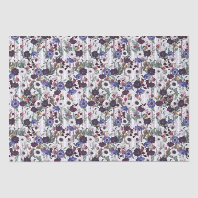 Purple Poppy Field Victorian Inspired Tissue Paper (Front)