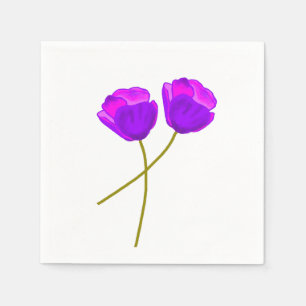 Purple Poppy Flowers   Napkins