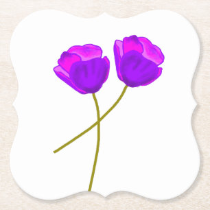 Purple Poppy Flowers   Paper Coaster