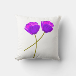 Purple Poppy Flowers Throw Pillow