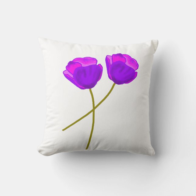 Purple Poppy Flowers   Throw Pillow (Front)