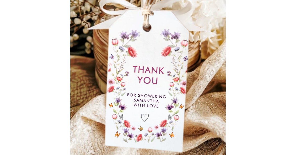Purple Poppy & Lavender Bridal Shower Thank You Gift Tags | Zazzle