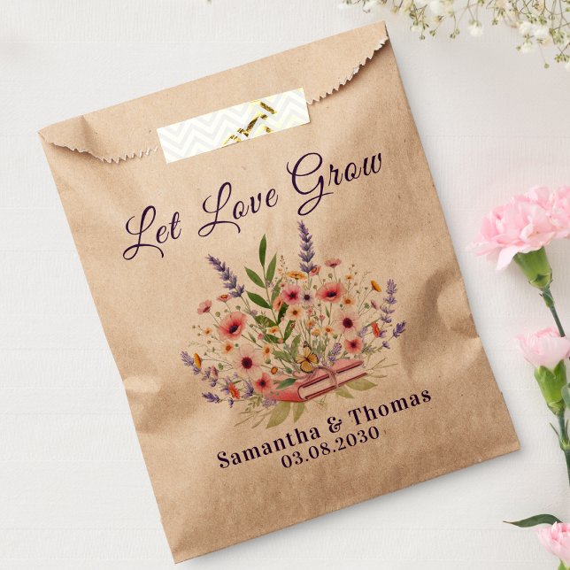 Purple Poppy Lavender Let Love Grow Favor Bag (Creator Uploaded)