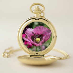 Purple Poppy Pocket Watch