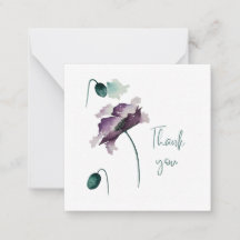 Purple Poppy Thank You Flat Notecard