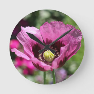 Purple Poppy Wall Clock
