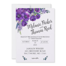 Purple Poppy Wedding invitation