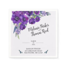 Purple Poppy Wedding paper napkins