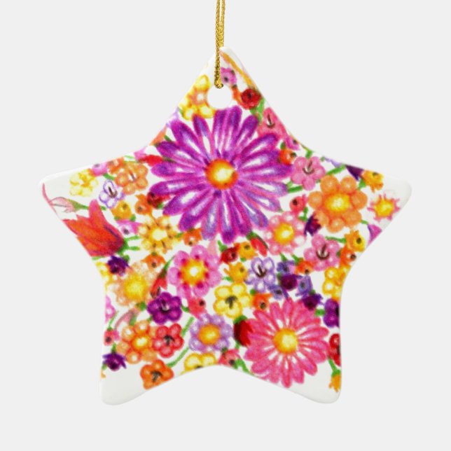 Purple Posy Star Ornament (Front)