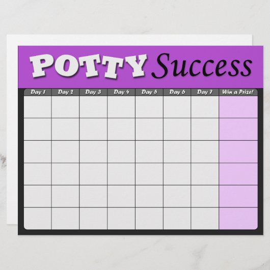 Purple Potty Training Success Charts (Front/Back)