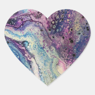 Purple pour painting heart sticker