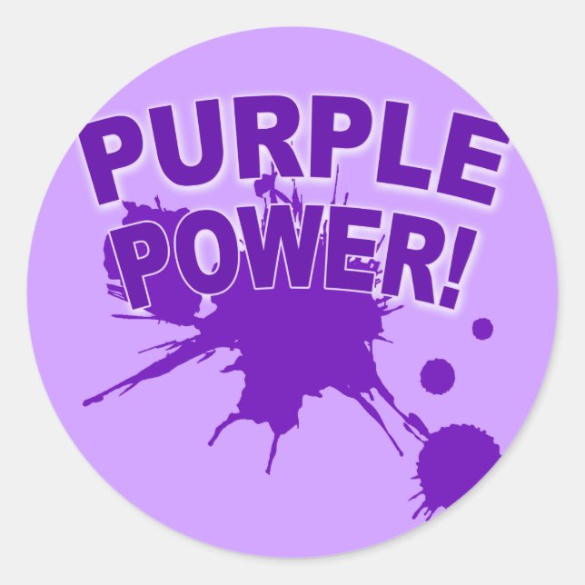 Purple Power with a Big Splat of Paint Classic Round Sticker (Front)
