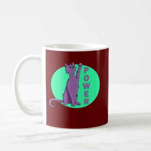 Purple Powerful Cat Holding Up Fist For justice  Coffee Mug