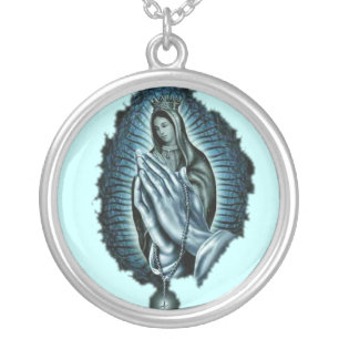 Purple Prayer Blessed Virgin Mary Necklace