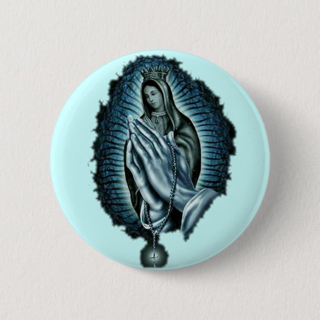 Purple Prayer Blessed Virgin Mary Pinback Button (Front)