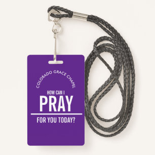 Purple prayer church volunteers id badge