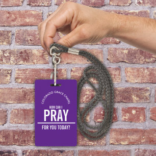Purple prayer church volunteers id badge