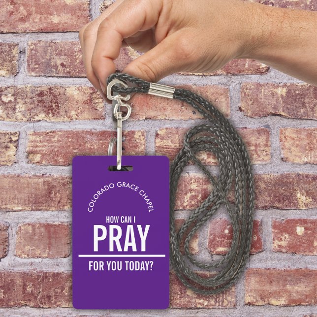 Purple prayer church volunteers id badge (Creator Uploaded)
