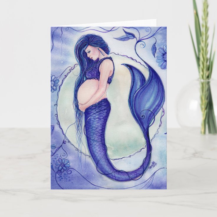 Purple Pregnancy Baby mermaid card By Renee | Zazzle