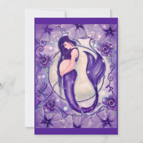 Purple pregnancy mermaid by Renee Thank You Card