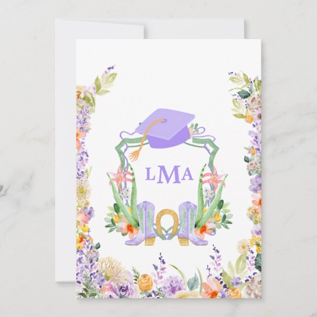 Purple Preppy Cowgirl  Invitation (Front)