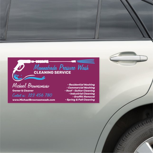 Purple Pressure Washing Power Wash Clean Services Car Magnet (In Situ)
