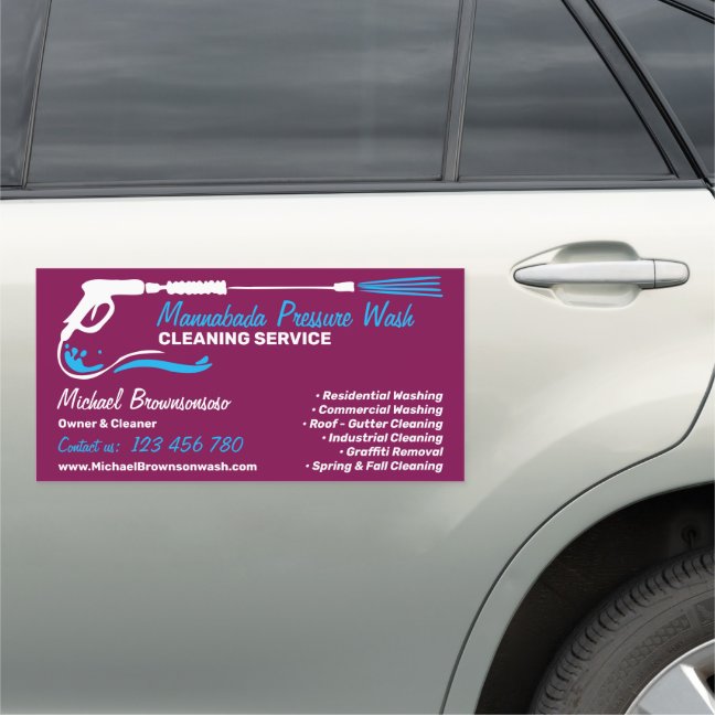 Purple Pressure Washing Power Wash Clean Services Car Magnet