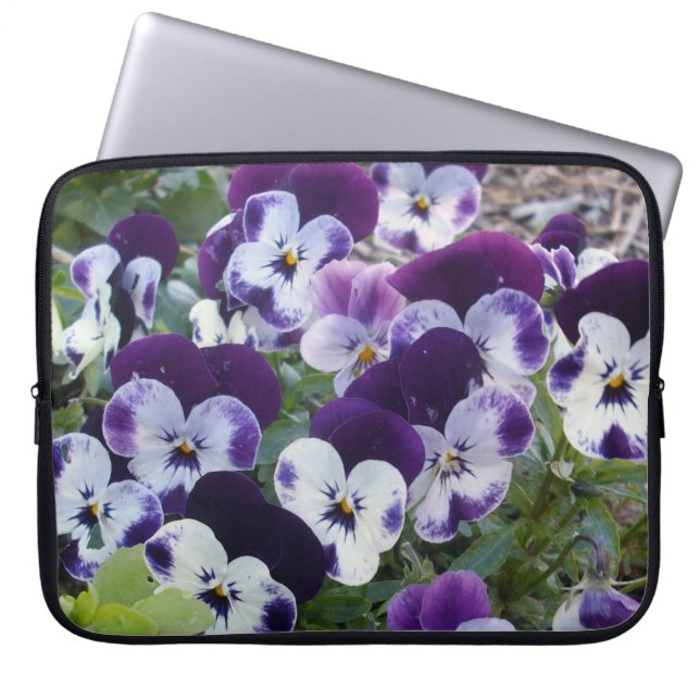 Purple Pretty Pansies, Laptop Sleeve (Front)