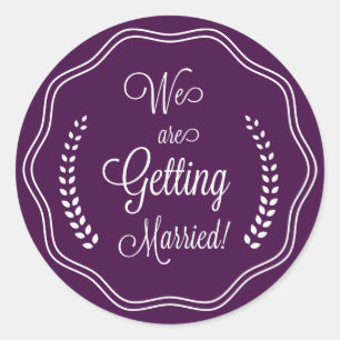 Purple Pretty Script Seal Save the Date