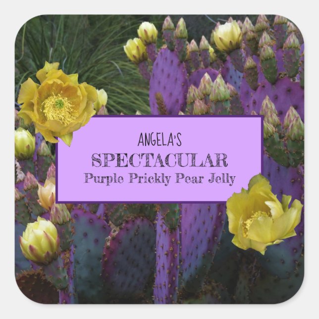 Purple Prickly Pear Cactus Jelly Jar Labels (Front)