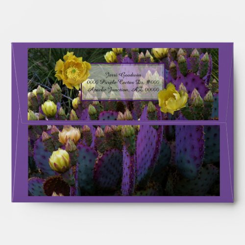 Purple Prickly Pear Cactus With Yellow Flowers Envelope